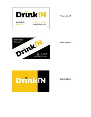 Business Card Design by mcain27 for DrinkIn, Inc. | Design #2021547