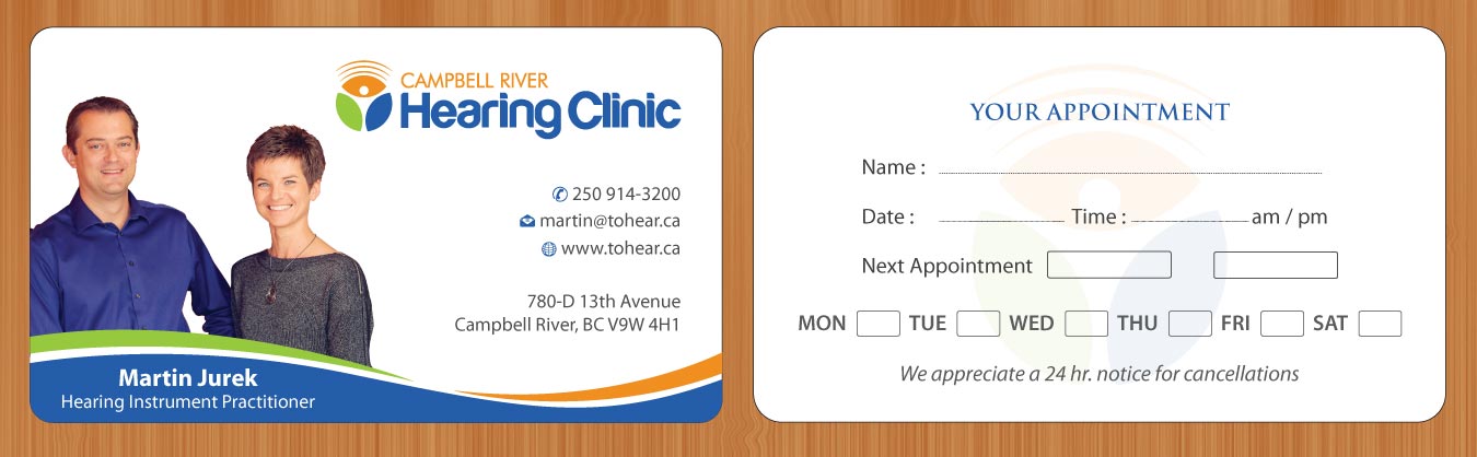 Business Card Design by Sbss for Campbell River Hearing Clinic | Design #2126548