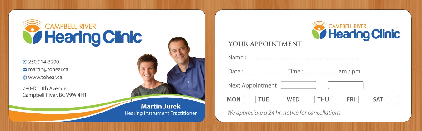 Business Card Design by Sbss for Campbell River Hearing Clinic | Design #2126560