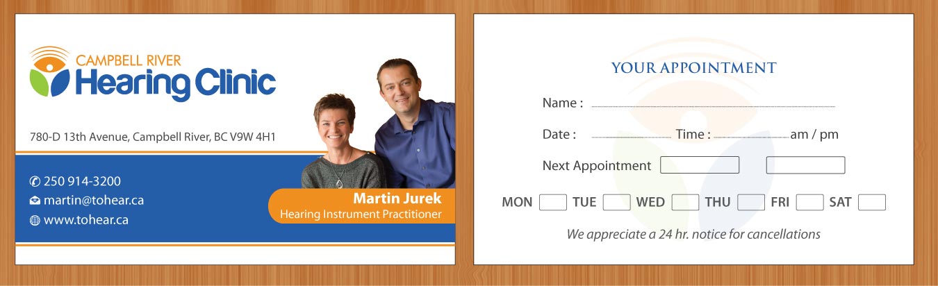 Business Card Design by Sbss for Campbell River Hearing Clinic | Design #2126573
