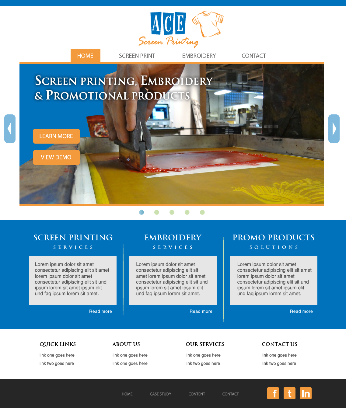 Diseño Web por wolf para ACE Screen Printing | Diseño #9264079