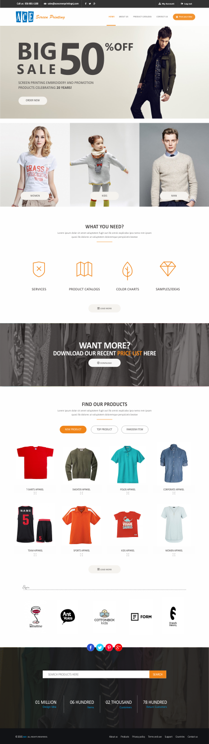 Web Design par Silverfox Studio pour ACE Screen Printing | Design #9263702