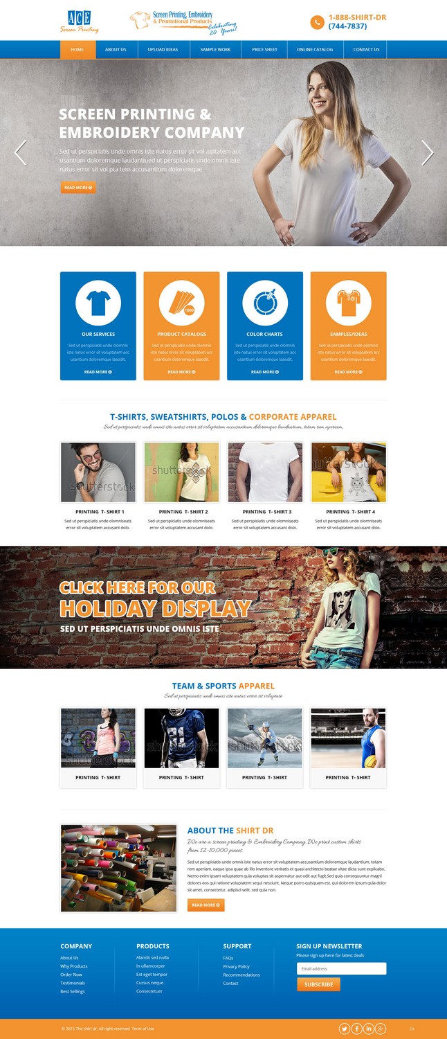 Web Design by pb for ACE Screen Printing | Design #9200962