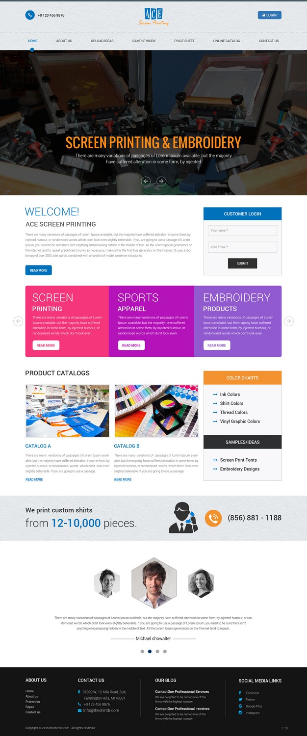 Web Design by pb for ACE Screen Printing | Design #9200964