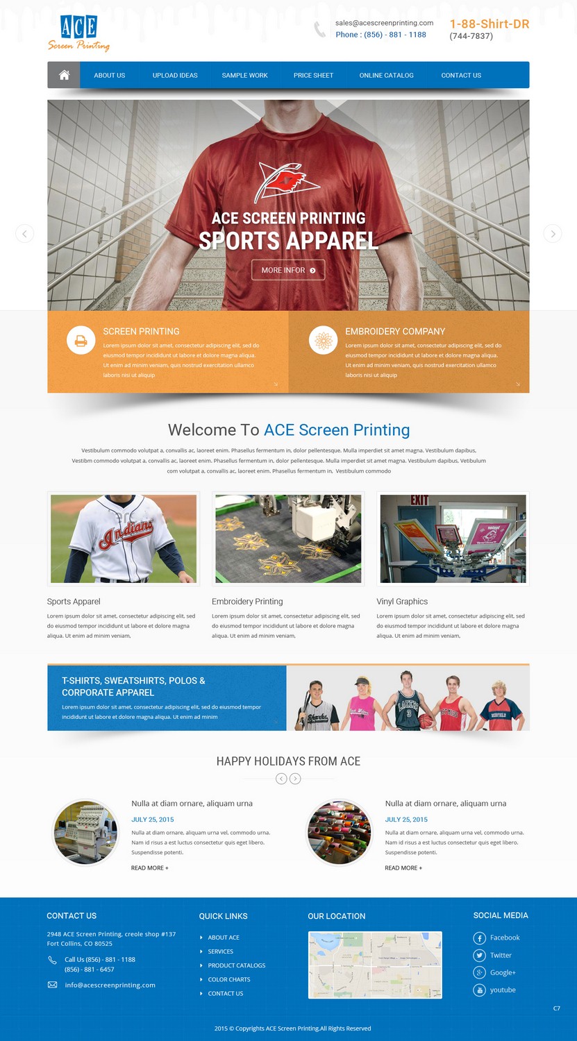 Web Design par pb pour ACE Screen Printing | Design #9210688