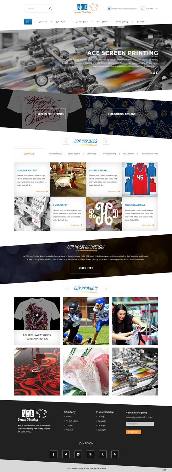 Web Design by pb for ACE Screen Printing | Design #9210690