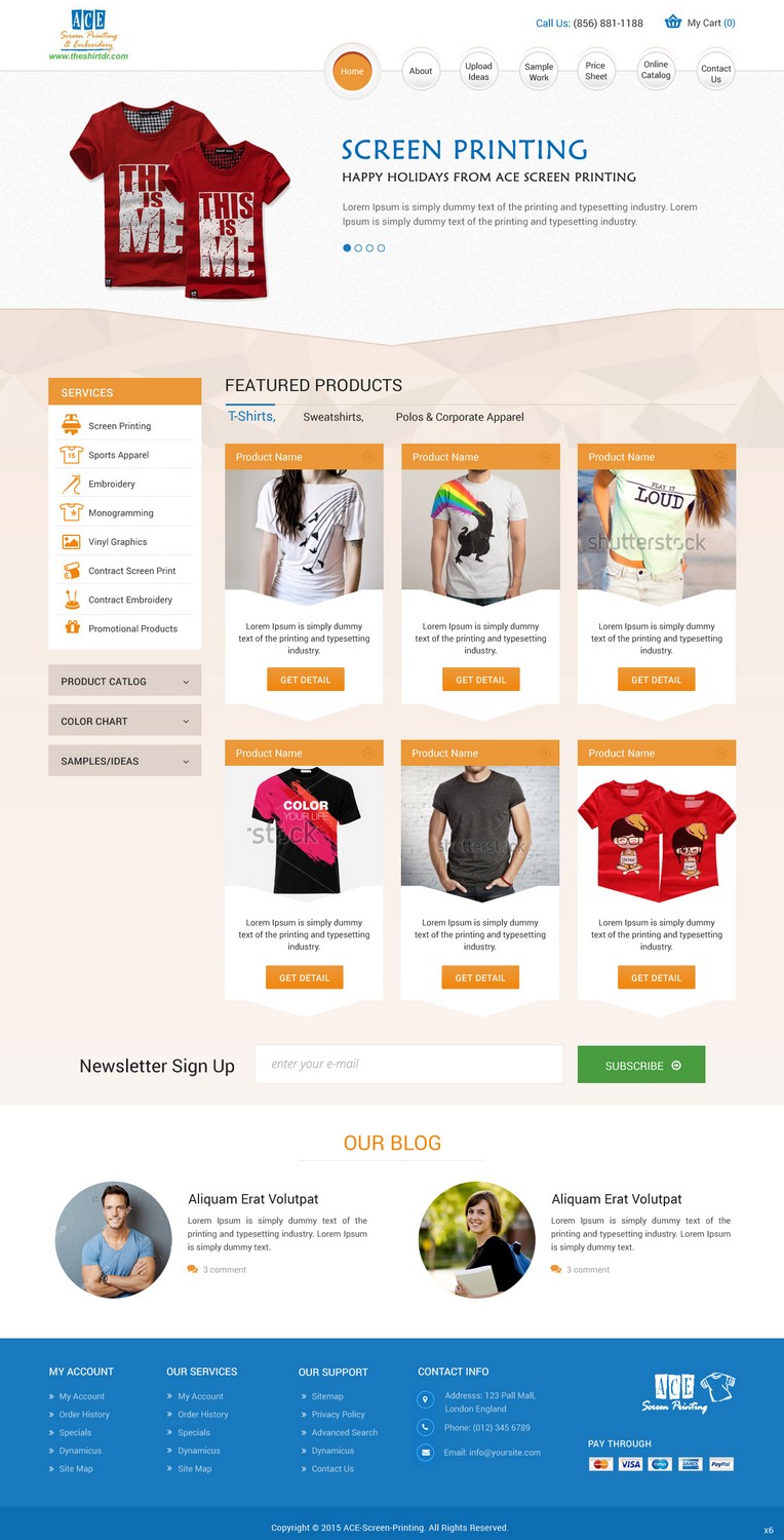 Web Design par pb pour ACE Screen Printing | Design : #9219686