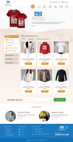 Web Design par pb pour ACE Screen Printing | Design : #9363329