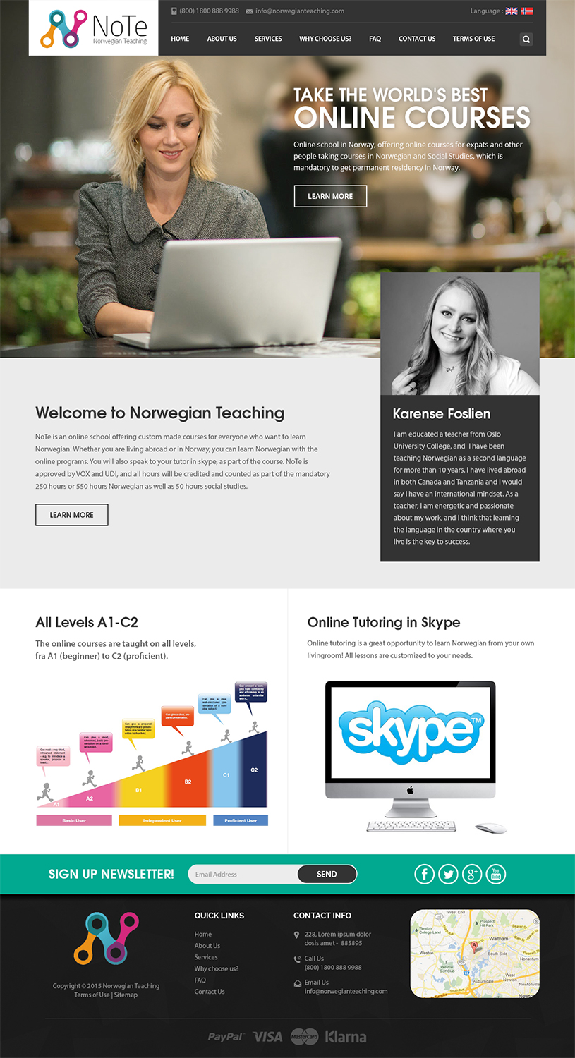 Web Design by RupalTechno for NoTe Norwegian Teaching | Design #9250882
