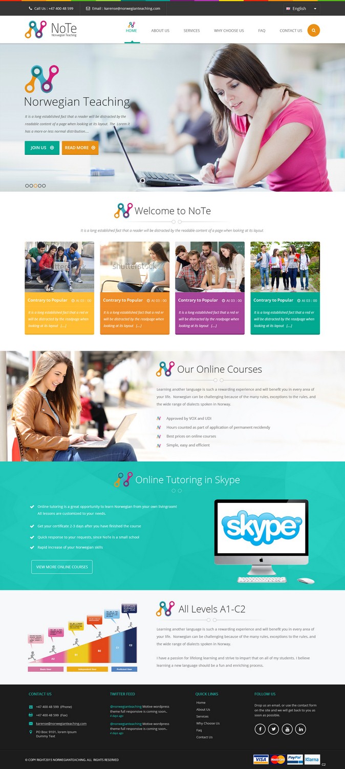 Web Design by pb for NoTe Norwegian Teaching | Design #9200878