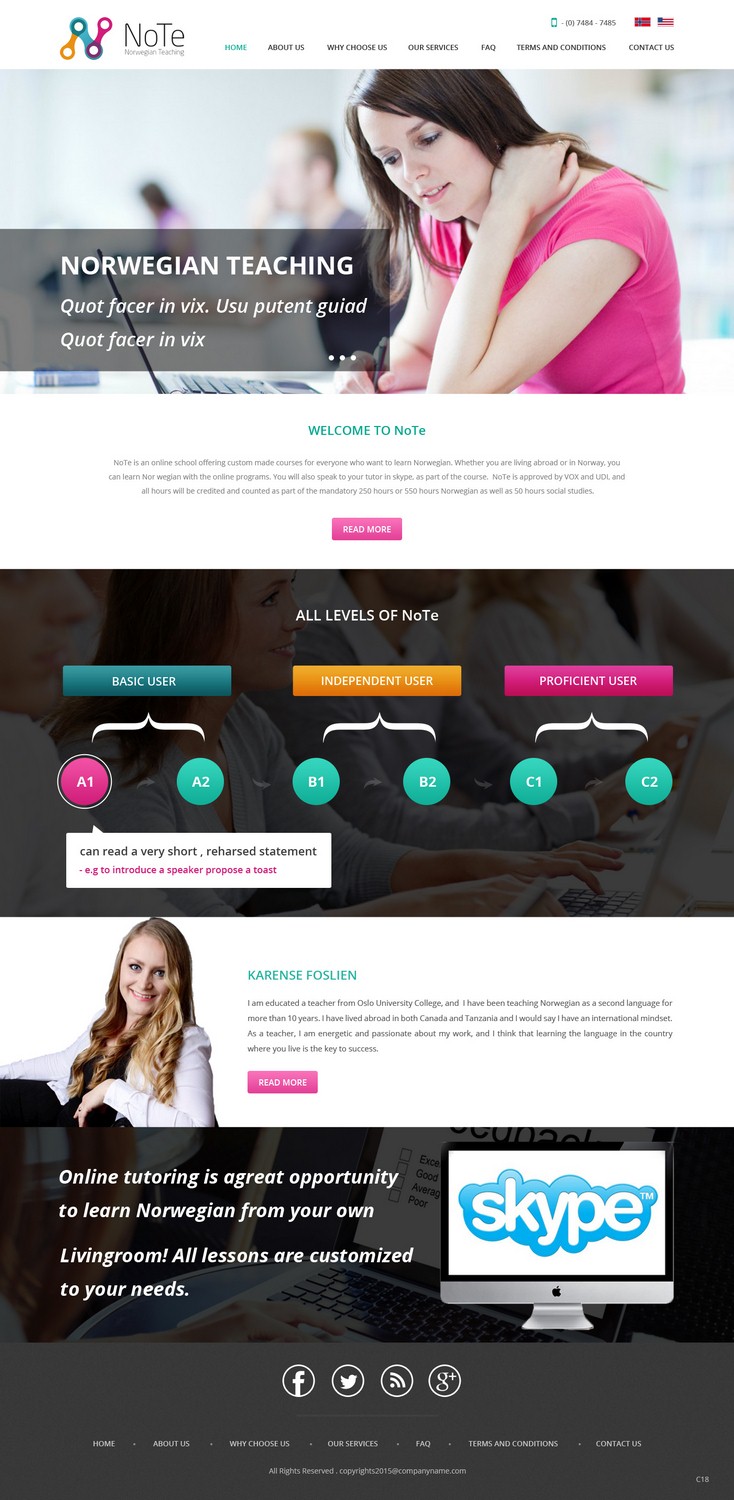 Web Design by pb for NoTe Norwegian Teaching | Design #9200879