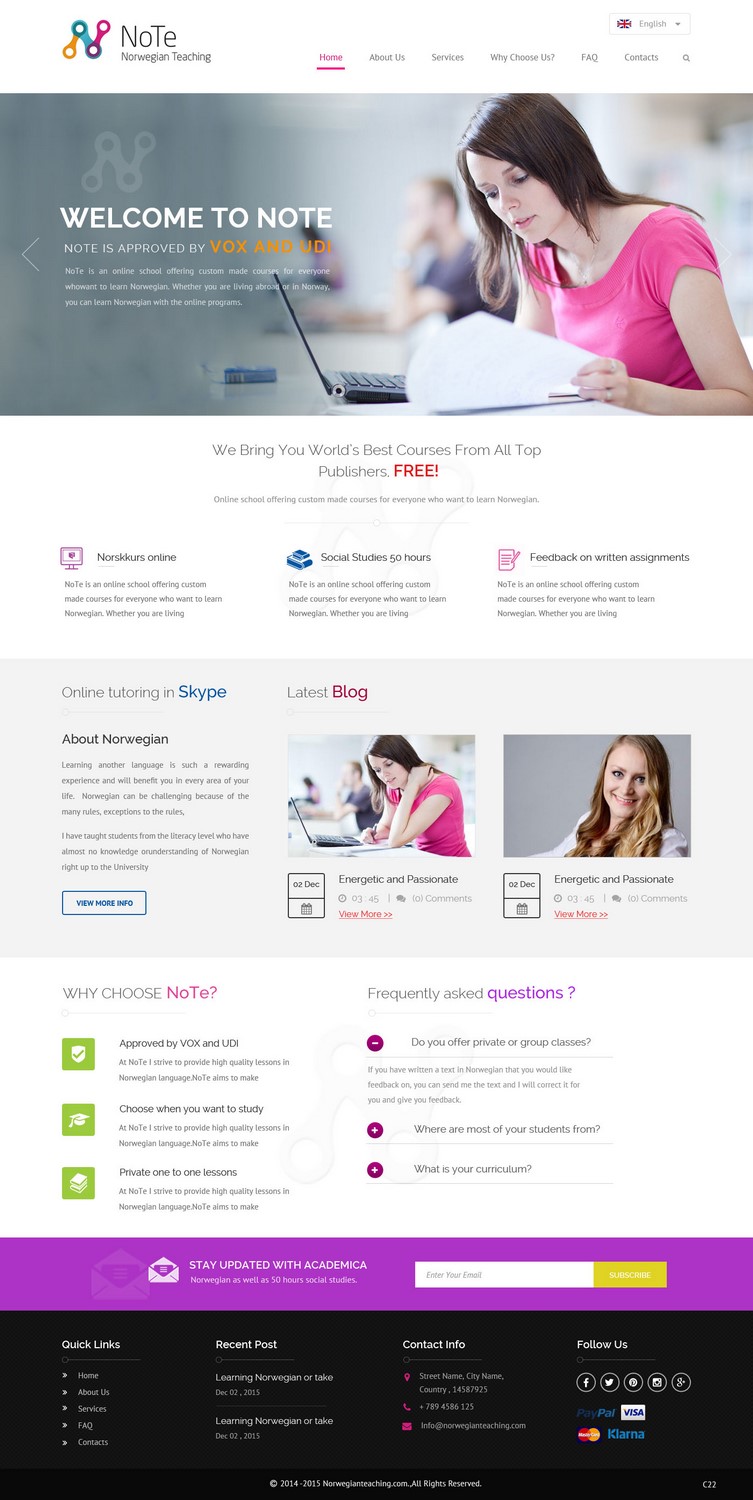 Web Design by pb for NoTe Norwegian Teaching | Design #9204727
