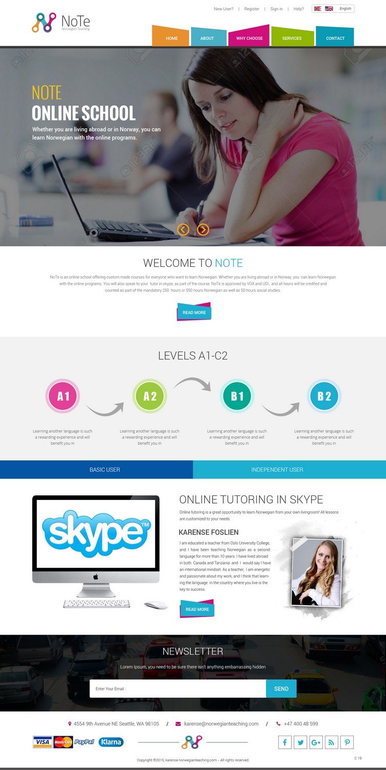 Web Design by pb for NoTe Norwegian Teaching | Design #9210542