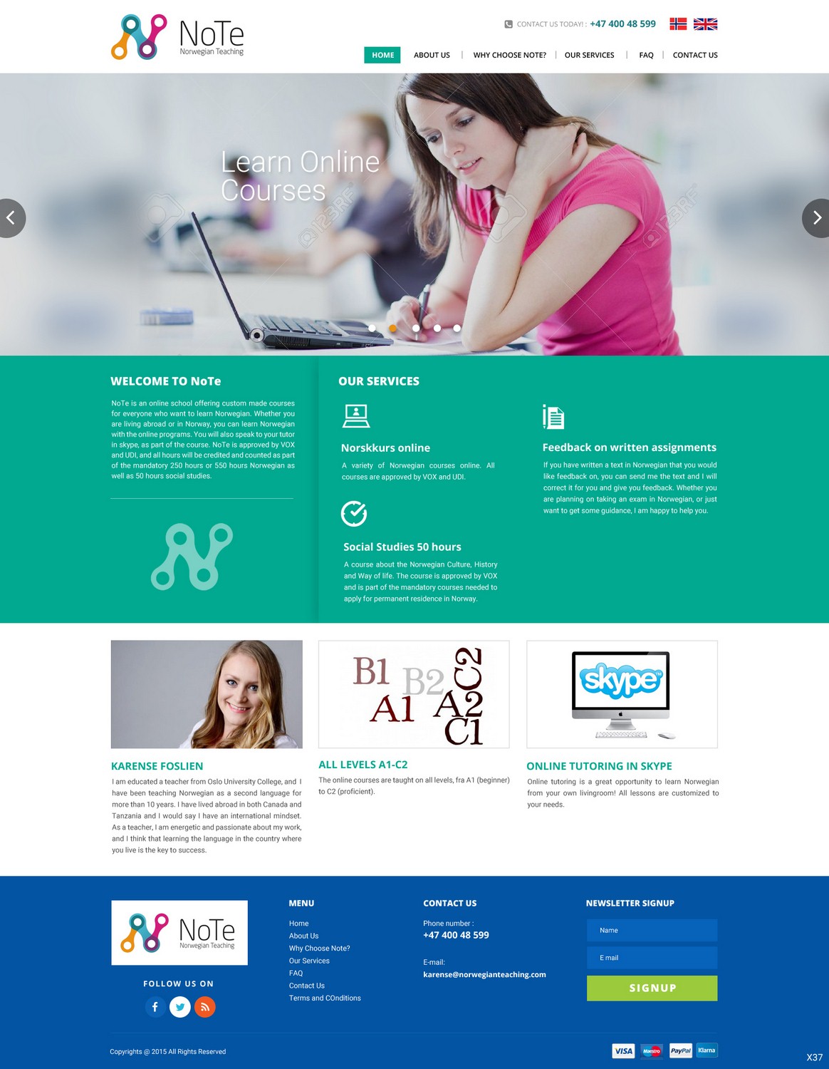 Web Design by pb for NoTe Norwegian Teaching | Design #9210544