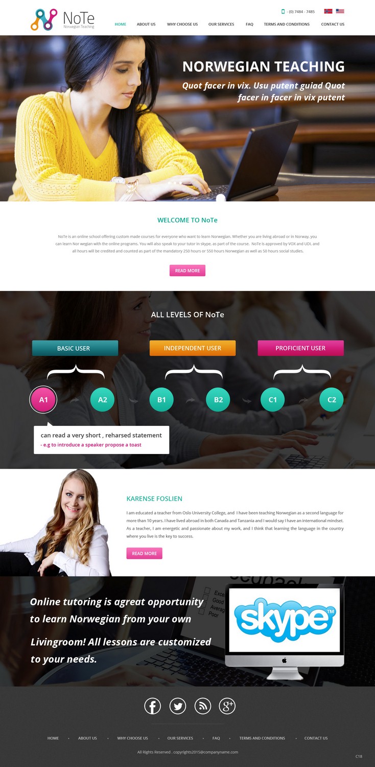 Web Design by pb for NoTe Norwegian Teaching | Design #9264986
