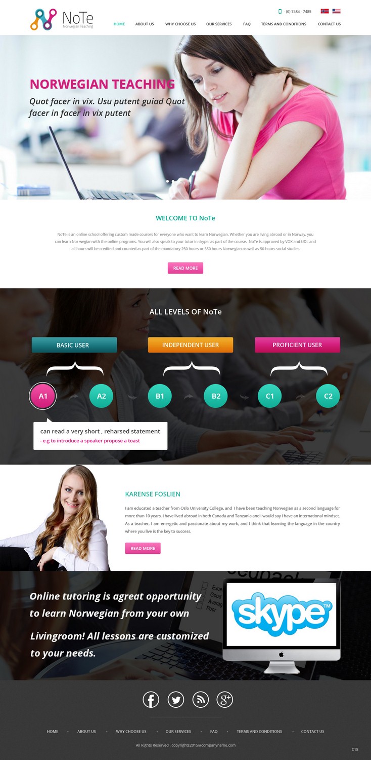 Web Design by pb for NoTe Norwegian Teaching | Design #9264989