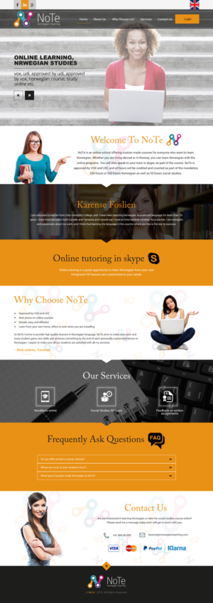 Web Design by rightway for NoTe Norwegian Teaching | Design: #9199437