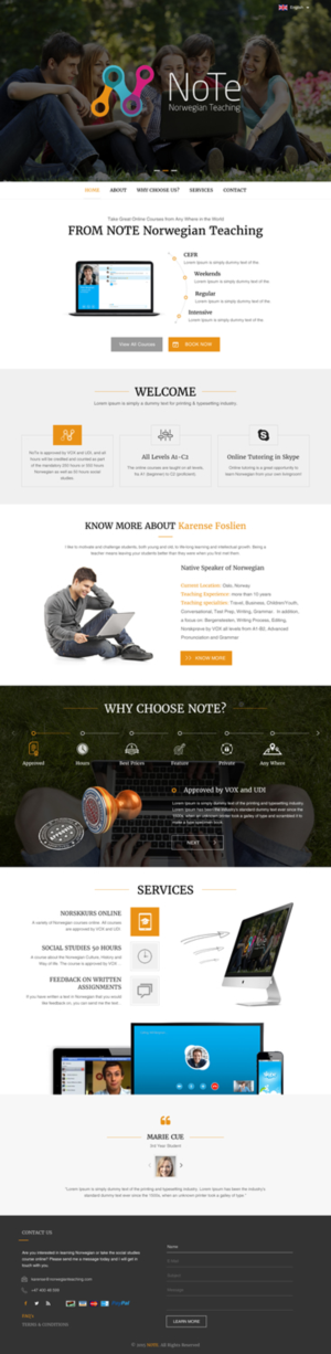Web Design by rightway for NoTe Norwegian Teaching | Design: #9199438