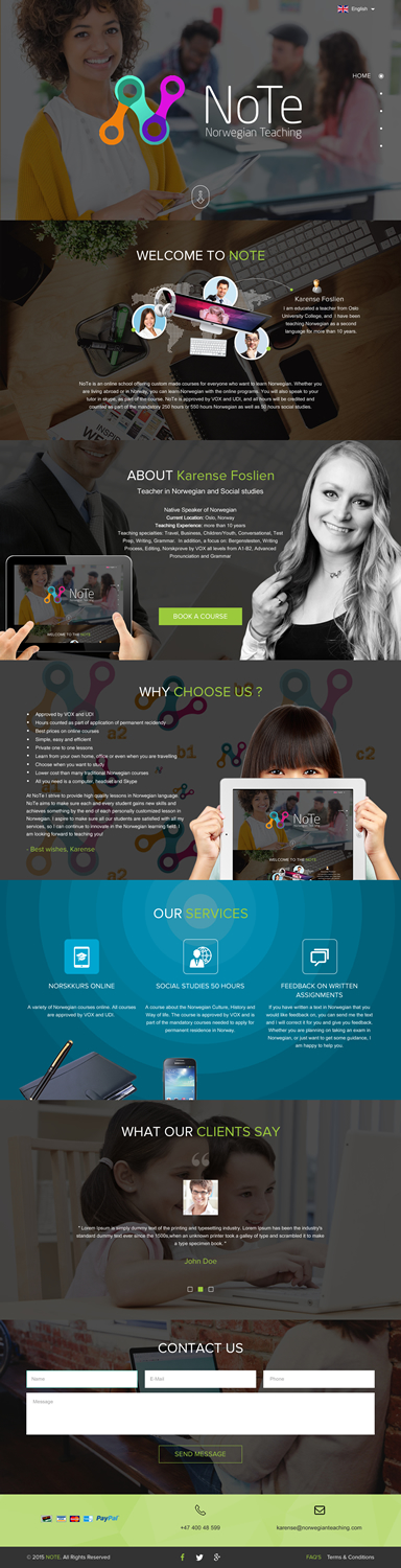 Web Design by rightway for NoTe Norwegian Teaching | Design #9206215