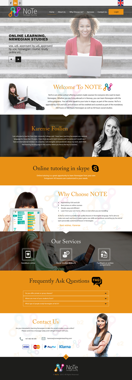 Web Design by rightway for NoTe Norwegian Teaching | Design #9206233