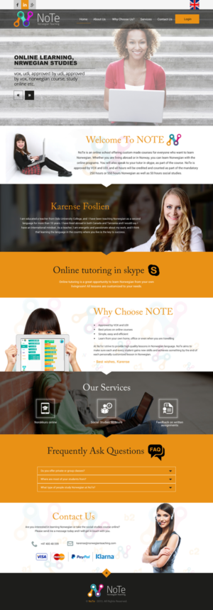 Web Design by rightway for NoTe Norwegian Teaching | Design: #9256002