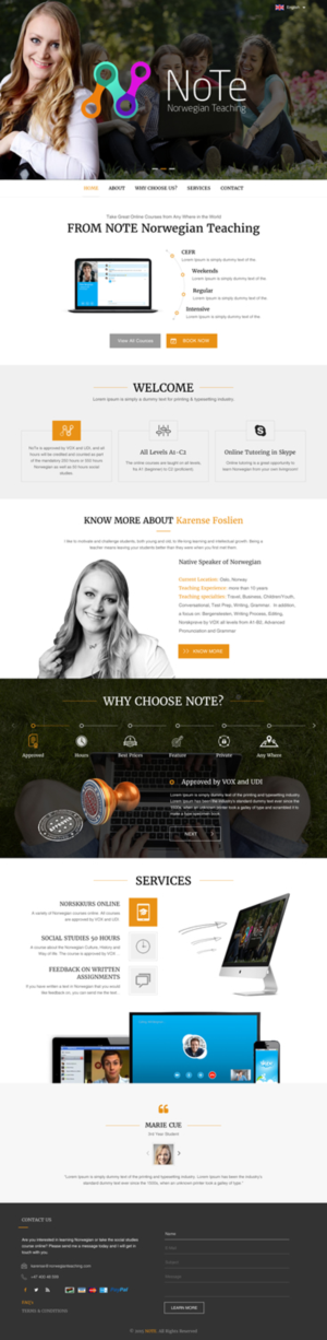 Web Design by rightway for NoTe Norwegian Teaching | Design: #9256481