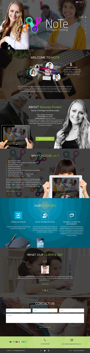 Web Design by rightway for NoTe Norwegian Teaching | Design #9256483