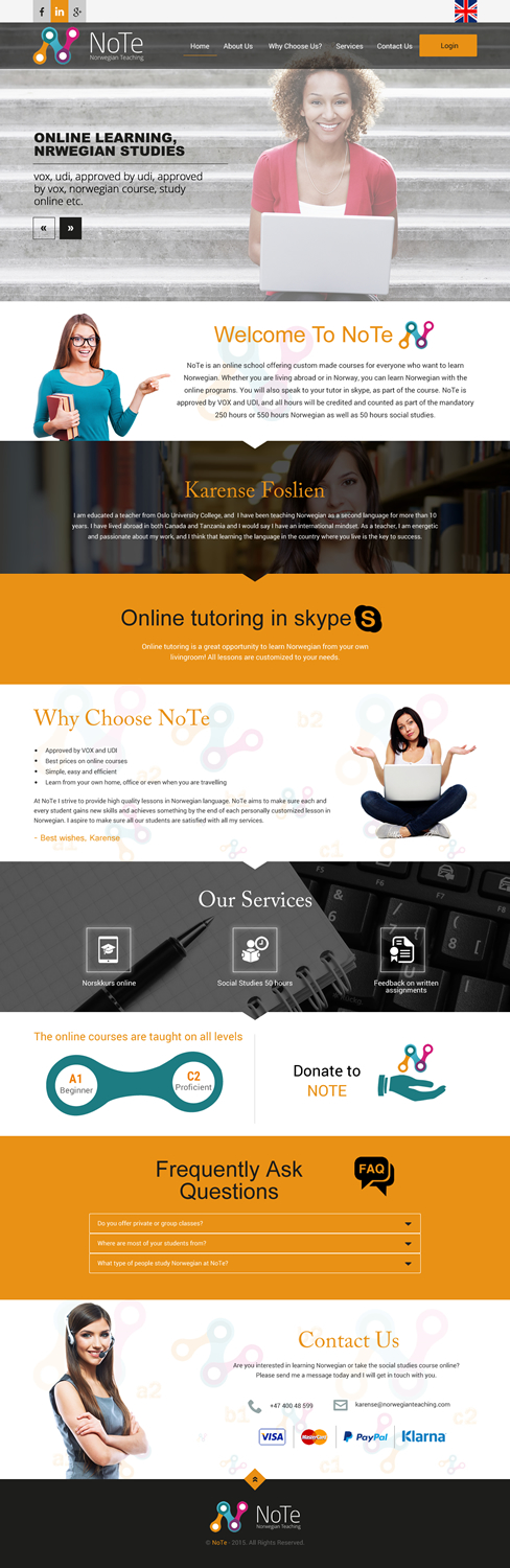 Web Design by rightway for NoTe Norwegian Teaching | Design #9338040