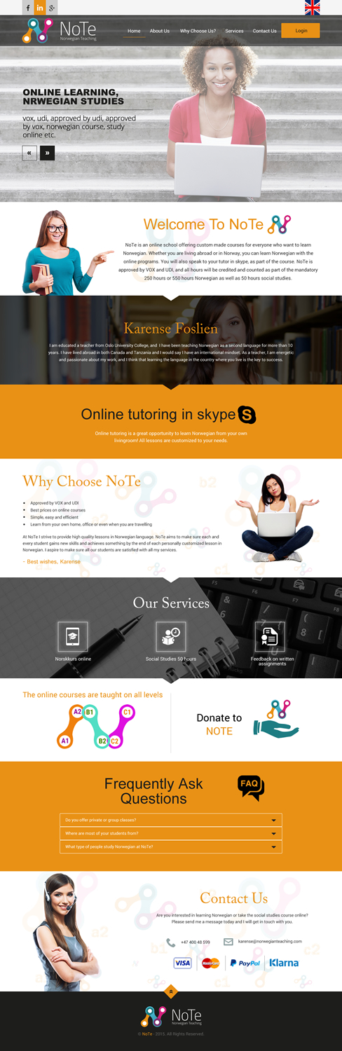 Web Design by rightway for NoTe Norwegian Teaching | Design #9338049