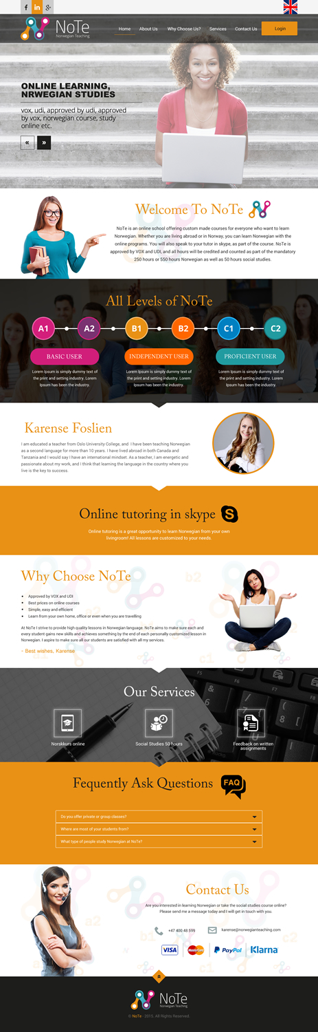 Web Design by rightway for NoTe Norwegian Teaching | Design #9350142