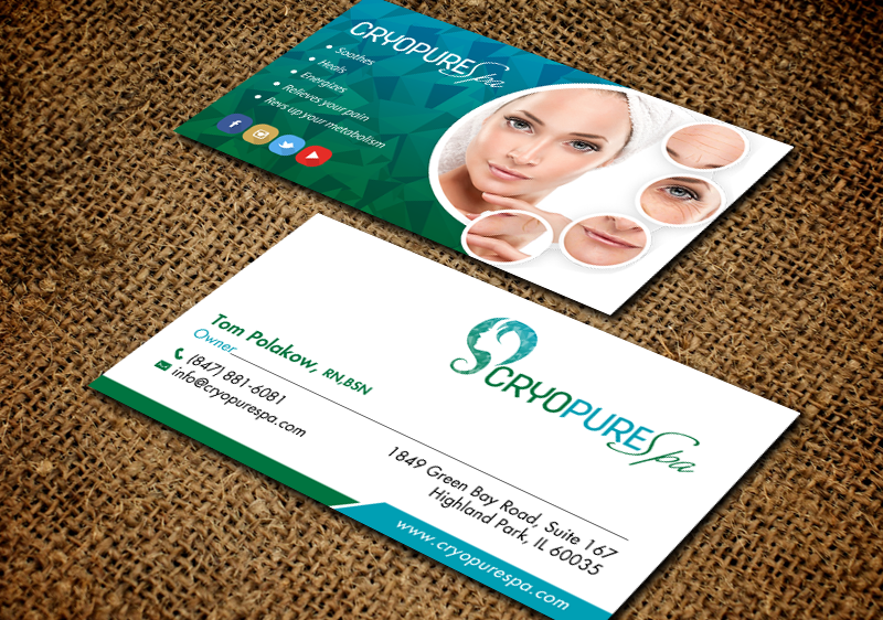 Business Card Design by chandrayaan.creative for CryoPure Spa, LLC. | Design #9216633