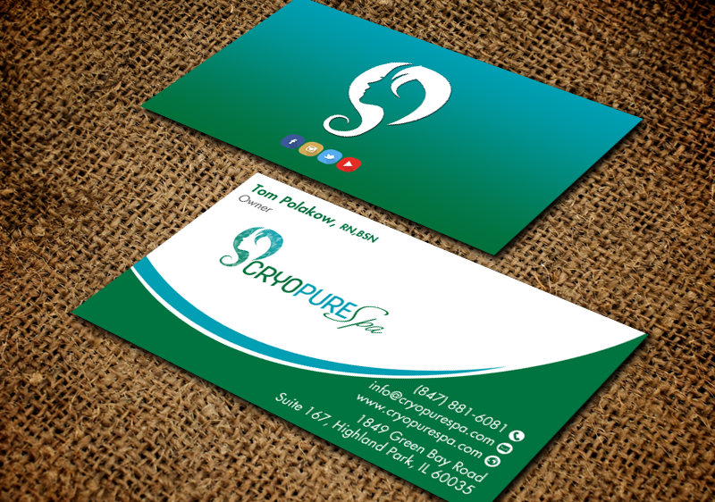 Business Card Design by chandrayaan.creative for CryoPure Spa, LLC. | Design #9216634