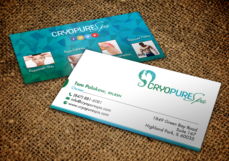 Business Card Design by chandrayaan.creative for CryoPure Spa, LLC. | Design #9216635
