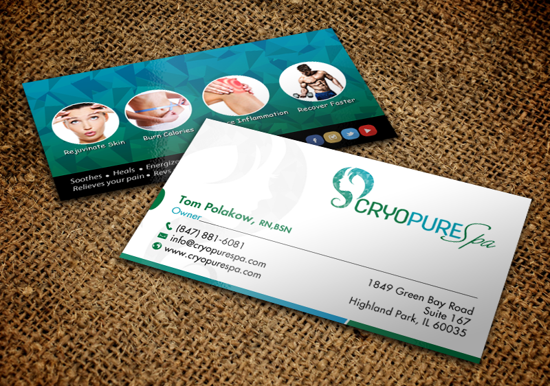 Business Card Design by chandrayaan.creative for CryoPure Spa, LLC. | Design #9216640