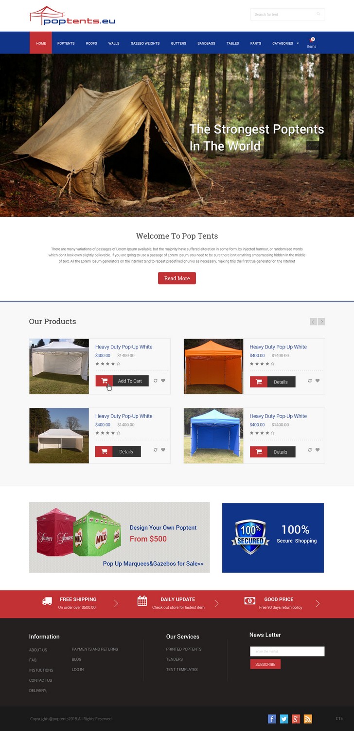 Diseño Web por pb para Poptents.eu | Diseño #9210591