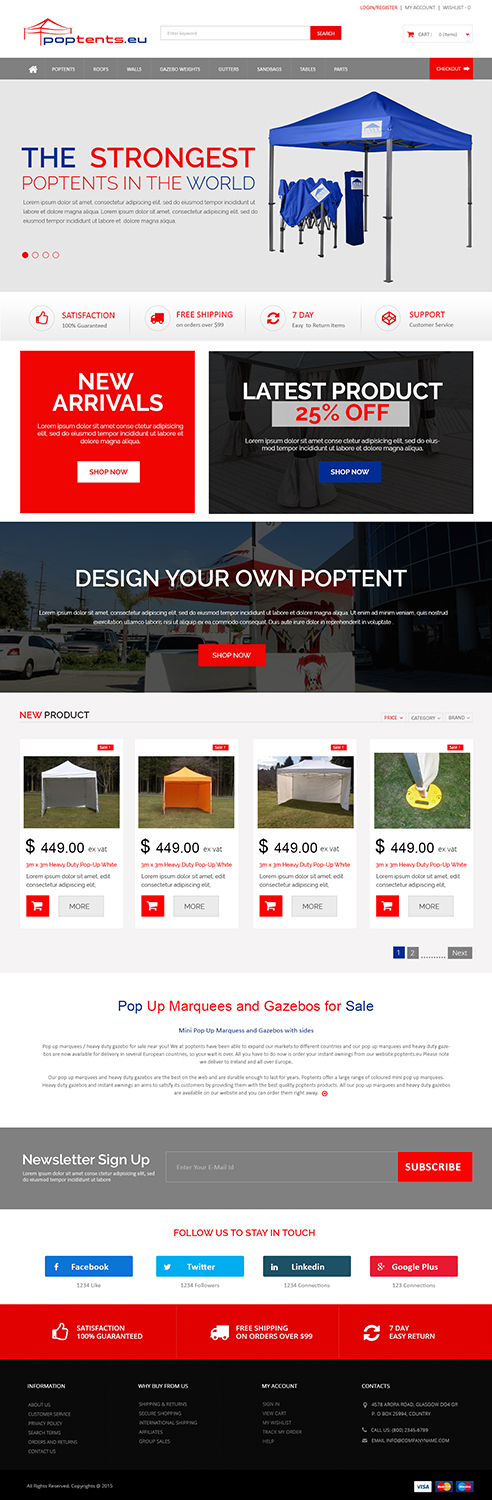 Web-Design von Creations Box 2015 für Poptents.eu | Design #9202077