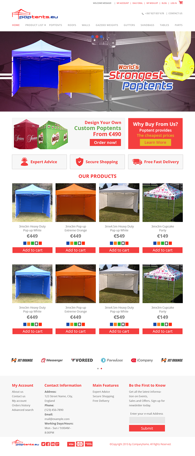 Web Design by DILUKZ GRAFIX for Poptents.eu | Design: #9375724