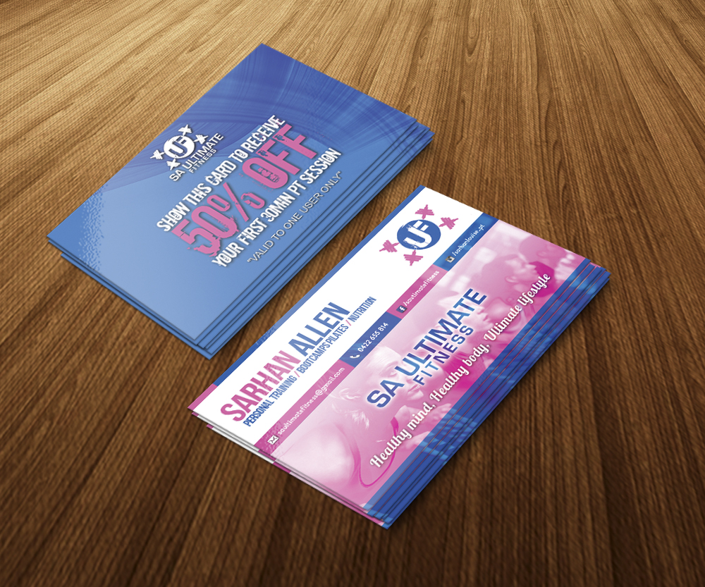 Business Card Design by jeffdefy for SA Ultimate Fitness | Design #9270112