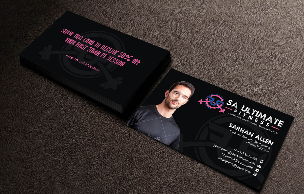 Business Card Design by INDIAN_Ashok for SA Ultimate Fitness | Design #9197755