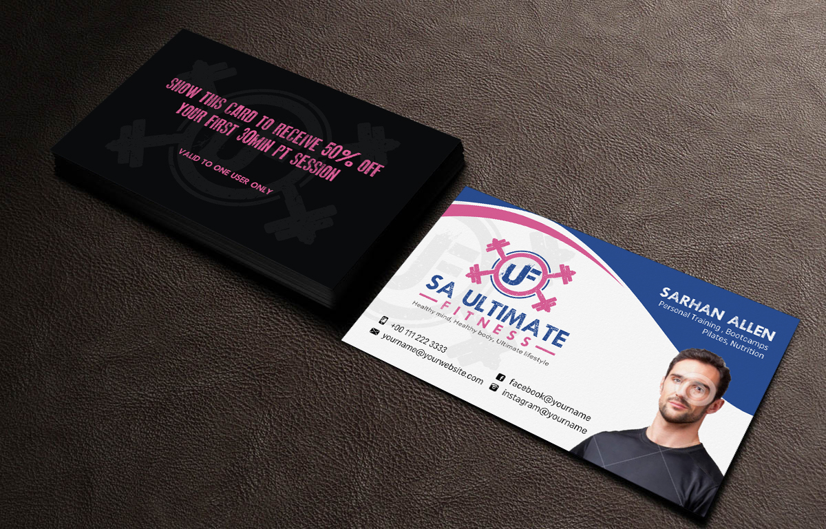 Diseño de Tarjeta de Presentación por INDIAN_Ashok para SA Ultimate Fitness | Diseño #9199115