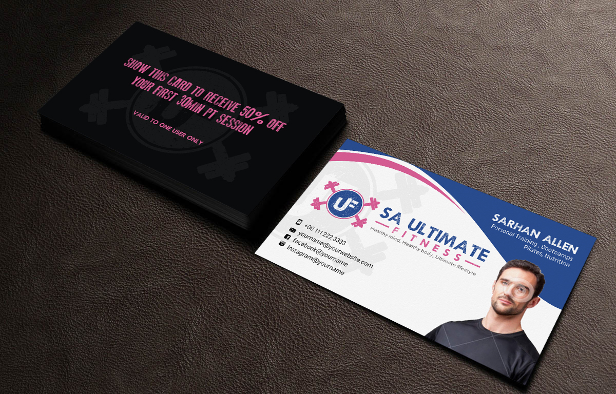 Business Card Design by INDIAN_Ashok for SA Ultimate Fitness | Design #9199119