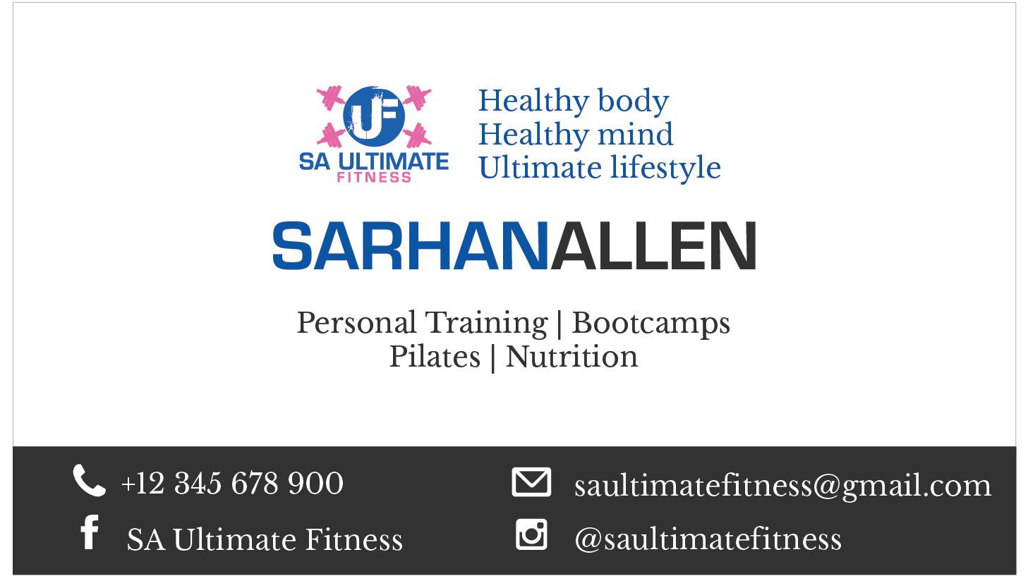 Visitenkarten-Design von Urbanique für SA Ultimate Fitness | Design #9207099