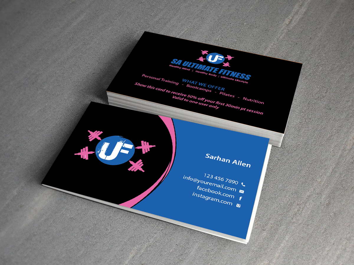 Diseño de Tarjeta de Presentación por Creations Box 2015 para SA Ultimate Fitness | Diseño #9211891