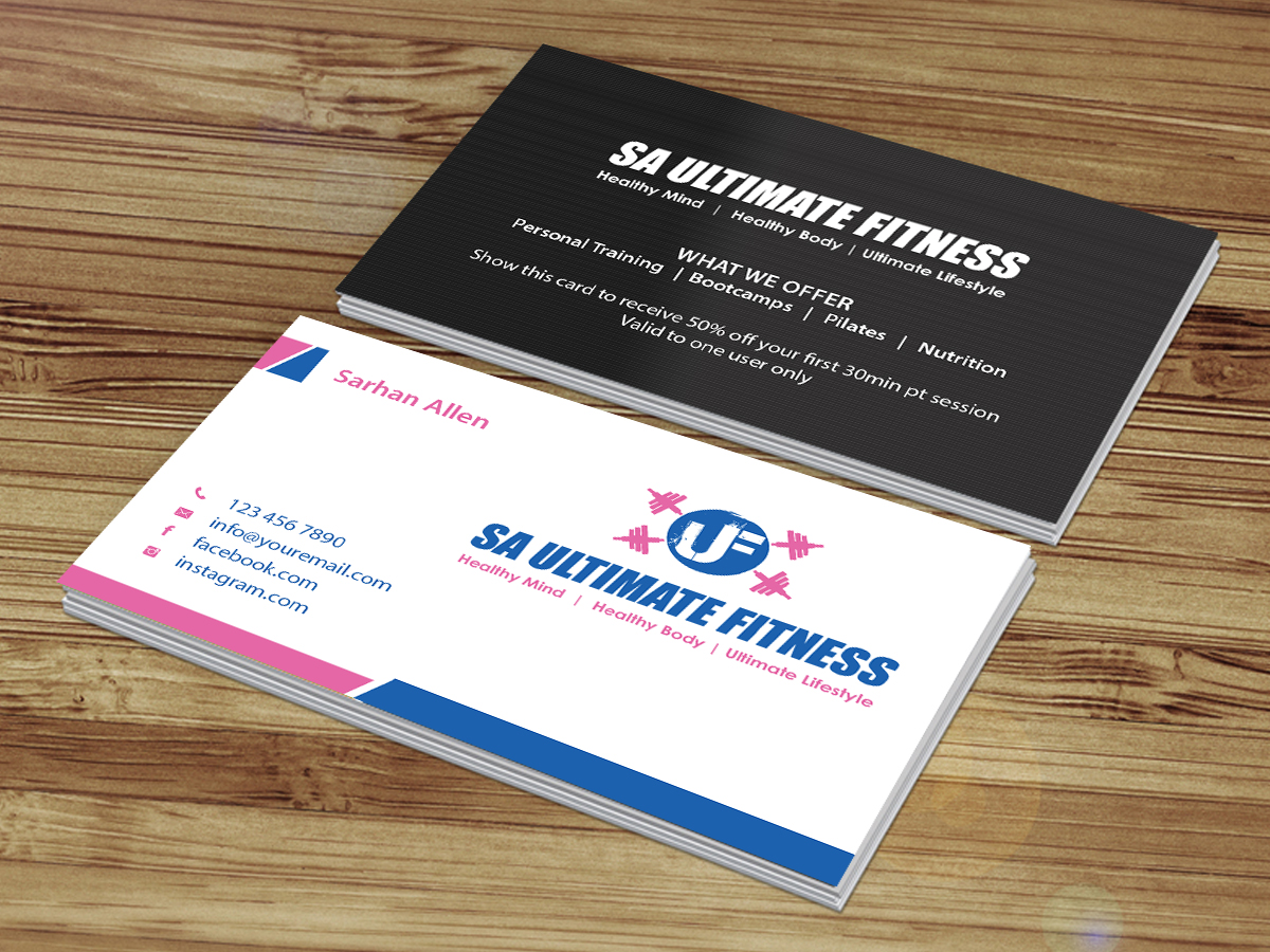 Business Card Design by Creations Box 2015 for SA Ultimate Fitness | Design #9211895