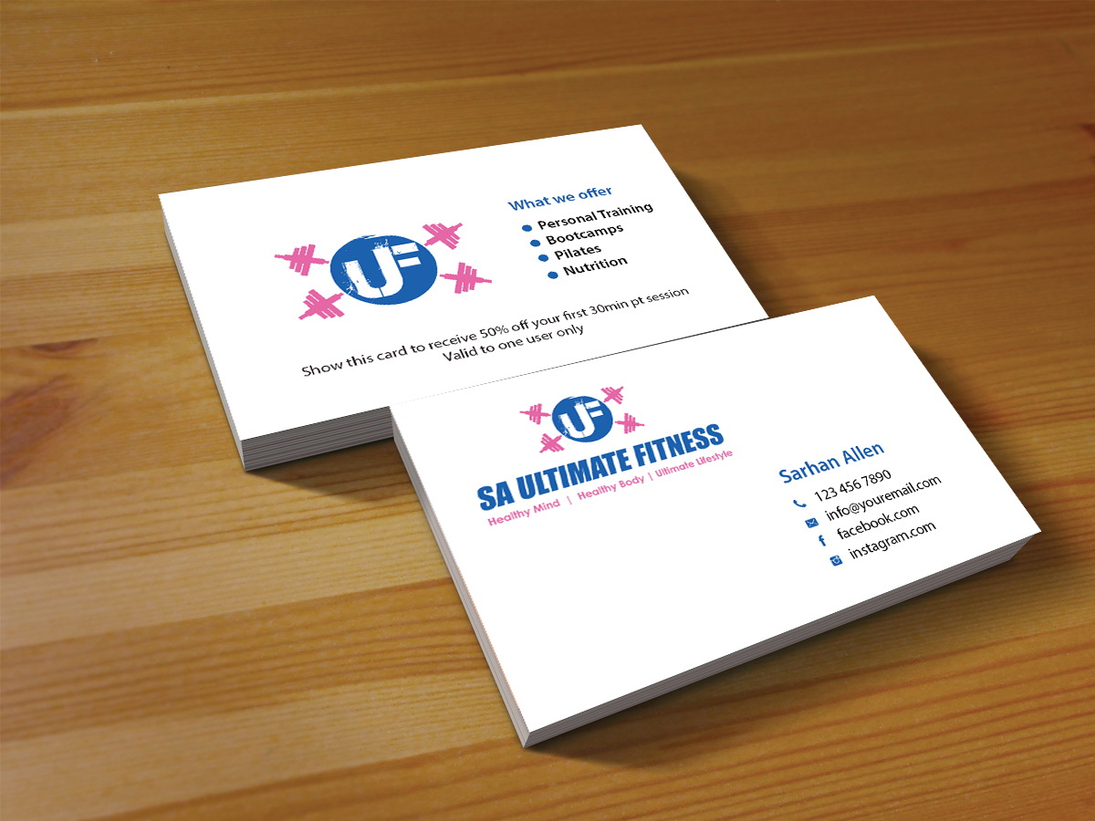 Diseño de Tarjeta de Presentación por Creations Box 2015 para SA Ultimate Fitness | Diseño #9211900