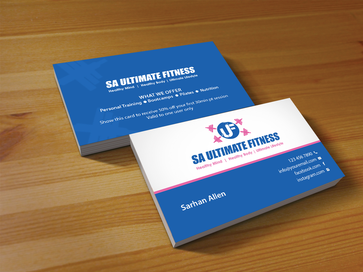 Business Card Design by Creations Box 2015 for SA Ultimate Fitness | Design #9211905