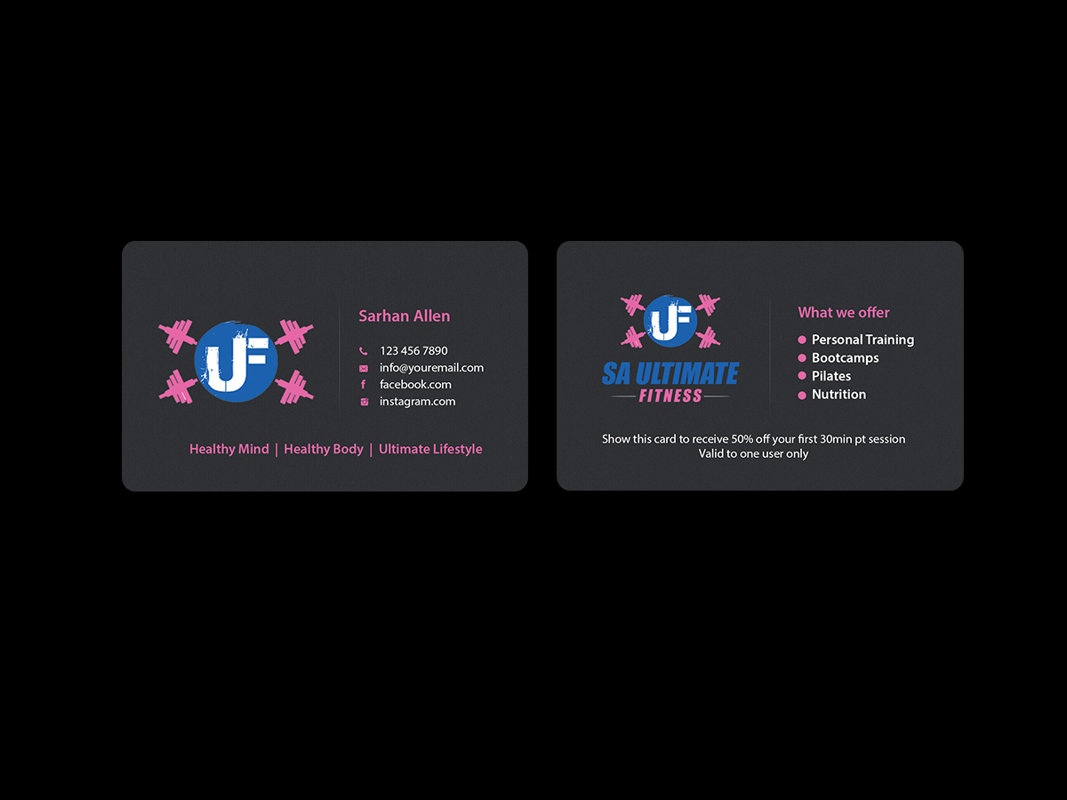 Business Card Design by Creations Box 2015 for SA Ultimate Fitness | Design #9211910