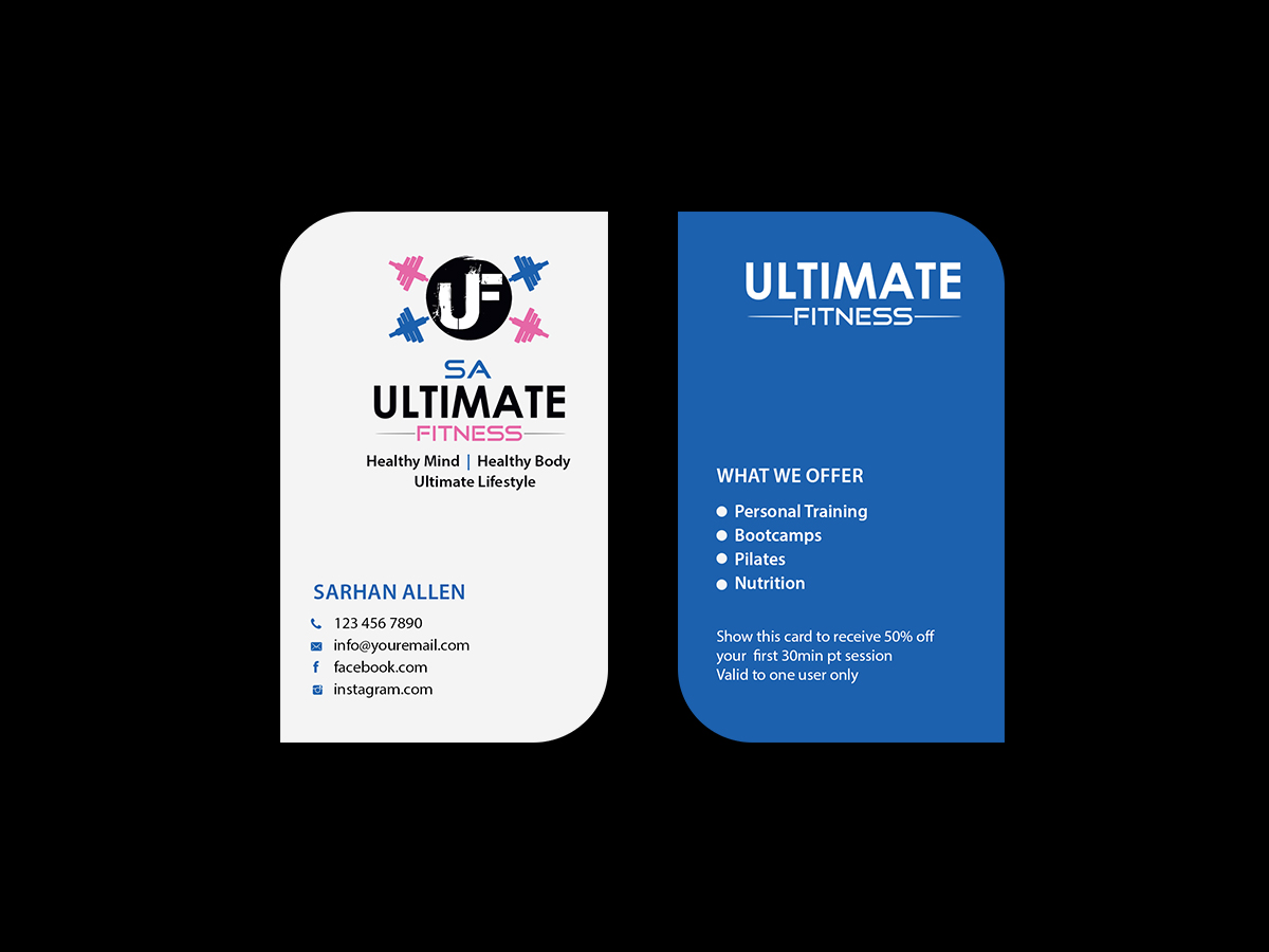Business Card Design by Creations Box 2015 for SA Ultimate Fitness | Design #9211916