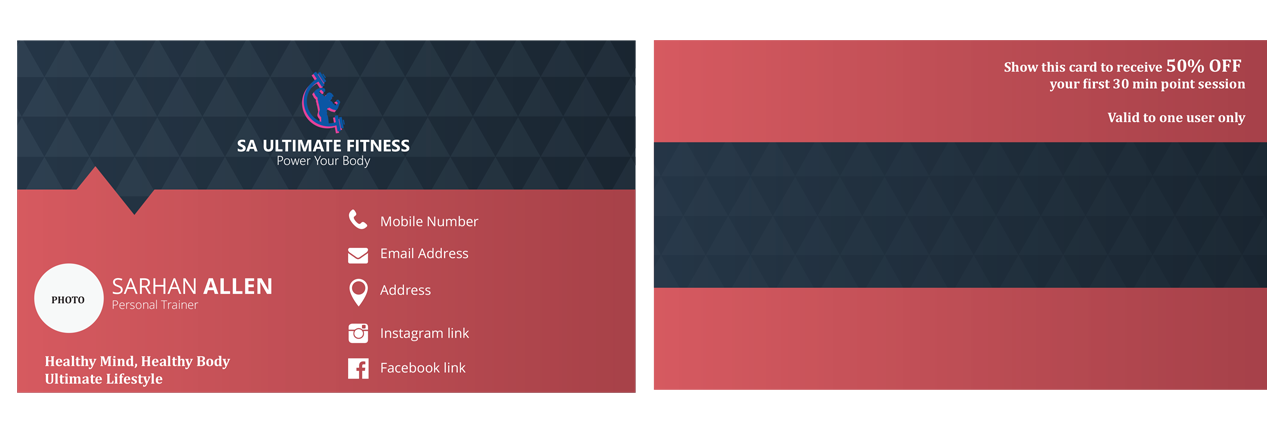 Diseño de Tarjeta de Presentación por Graphicient para SA Ultimate Fitness | Diseño #9272051