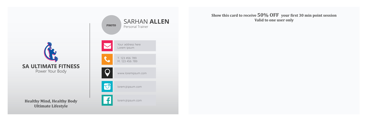 Business Card Design by Graphicient for SA Ultimate Fitness | Design #9272055